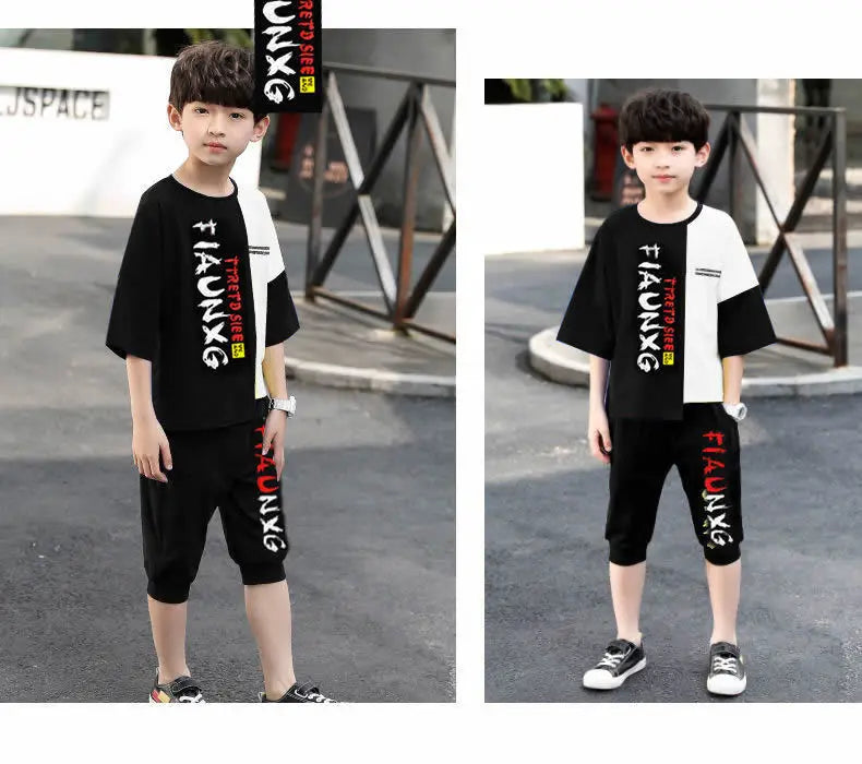 Jungen-Trainingsanzug 2025: Letter-Print Tracksuit - Athletic Performance Set