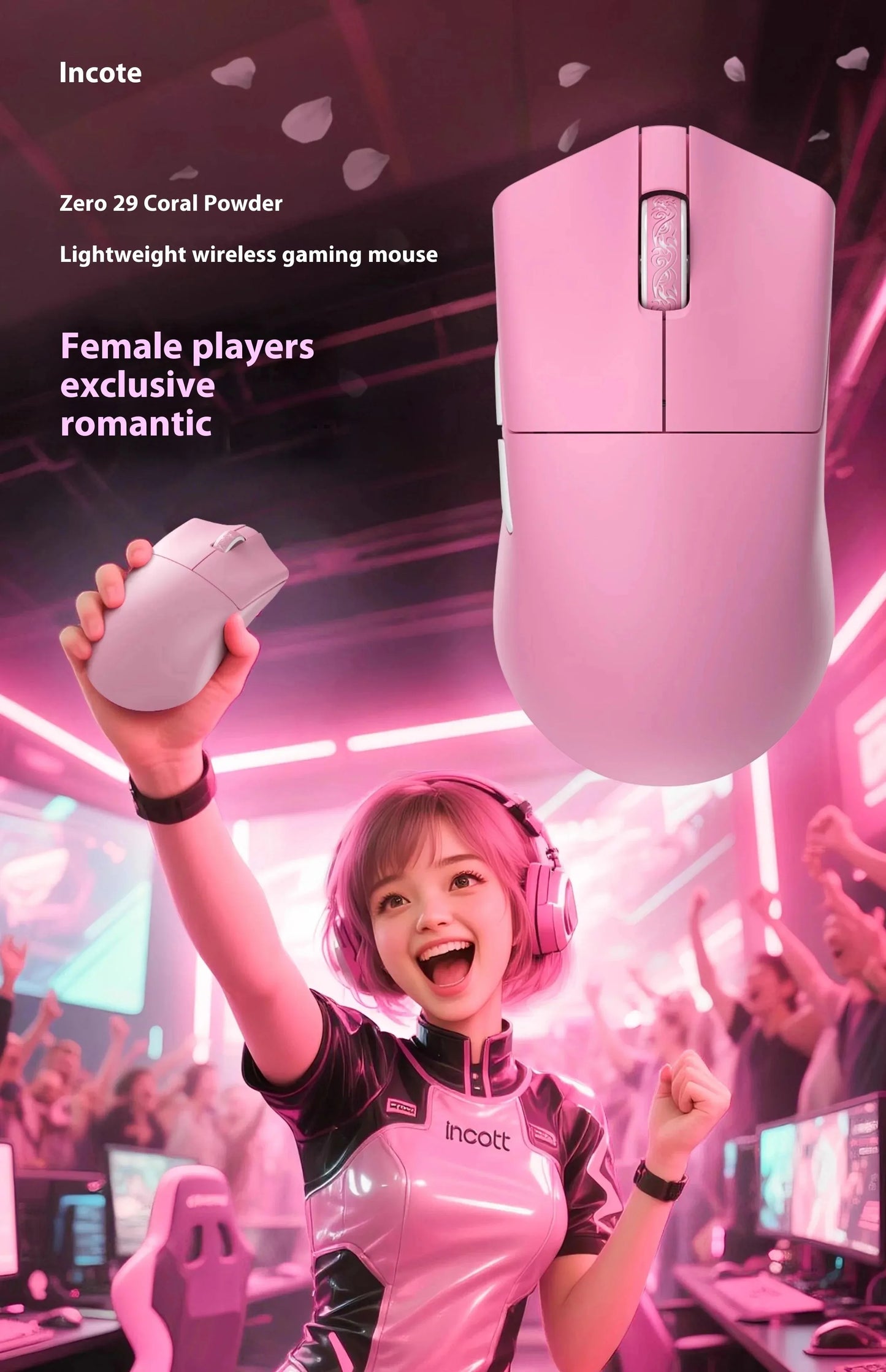 Incott 029 Kabellos Gaming-Maus - PAW3395 32000dpi 34g