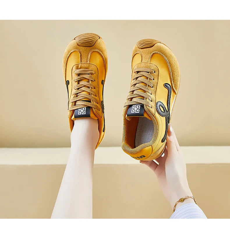 New Fashion Women's Shoes 2025 Spring Autumn Platforms Sneakers Comfortable Flat Shoes Lace-up Non Slip Casual Vulcanized Shoes
