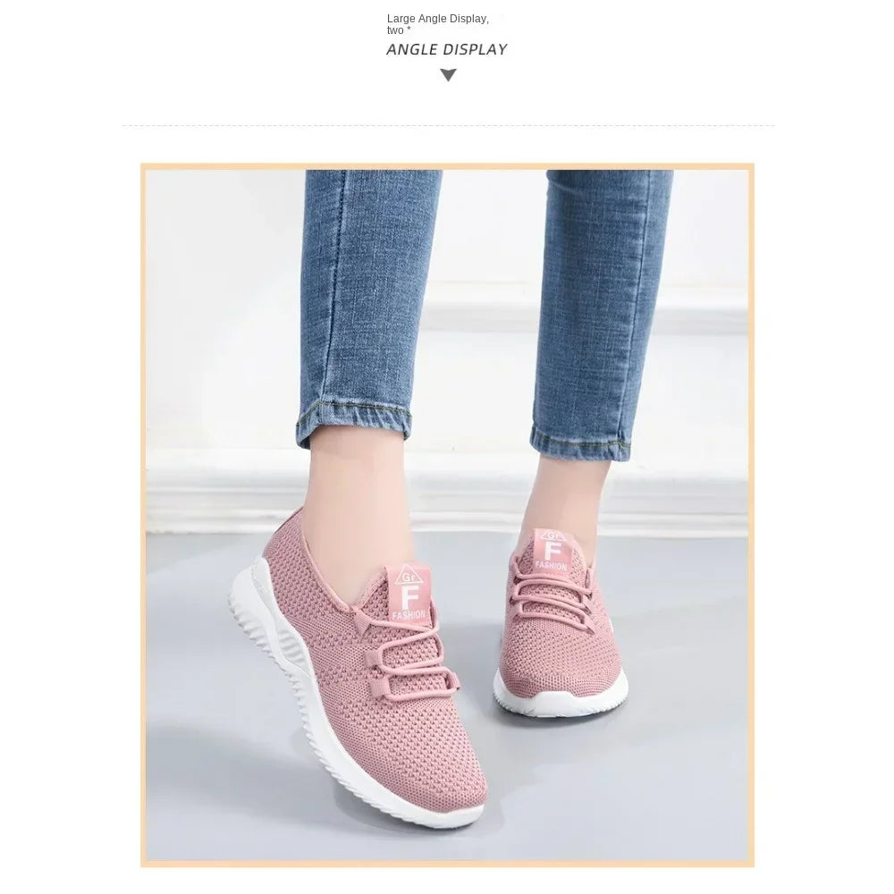 Shoes for women 2025 new casual fashion running shoes flying woven breathable women's shoes soft sole trend sneakers women