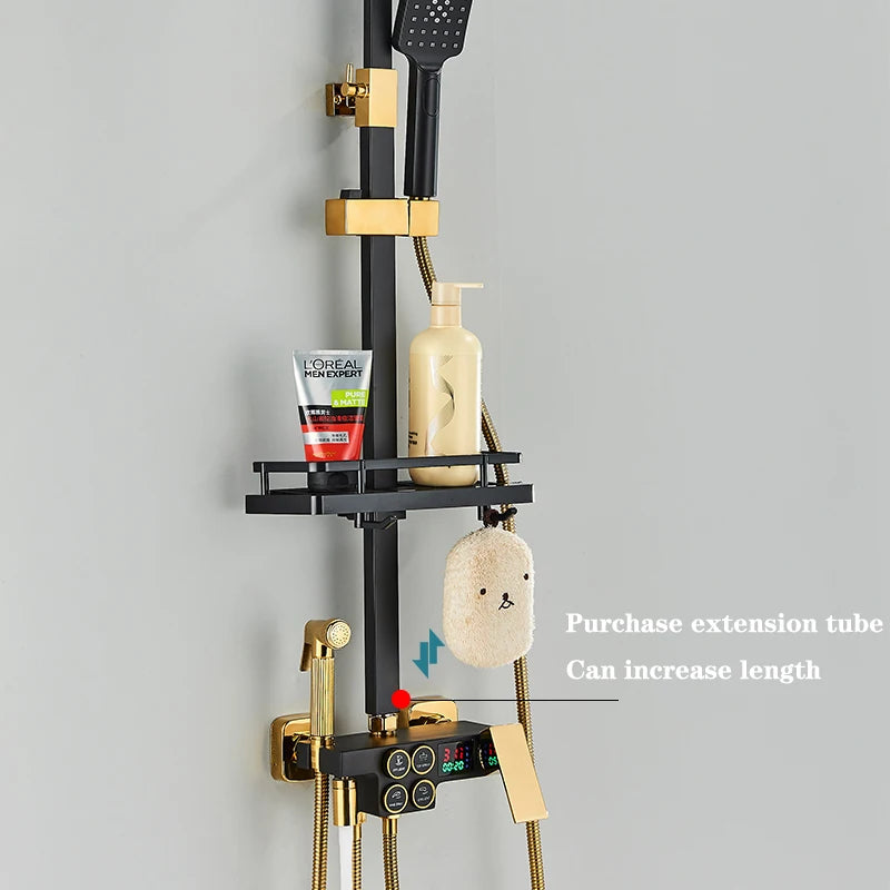 AquaTec Duscharmatur Digital - 4 Funktionen Thermostat 120cm