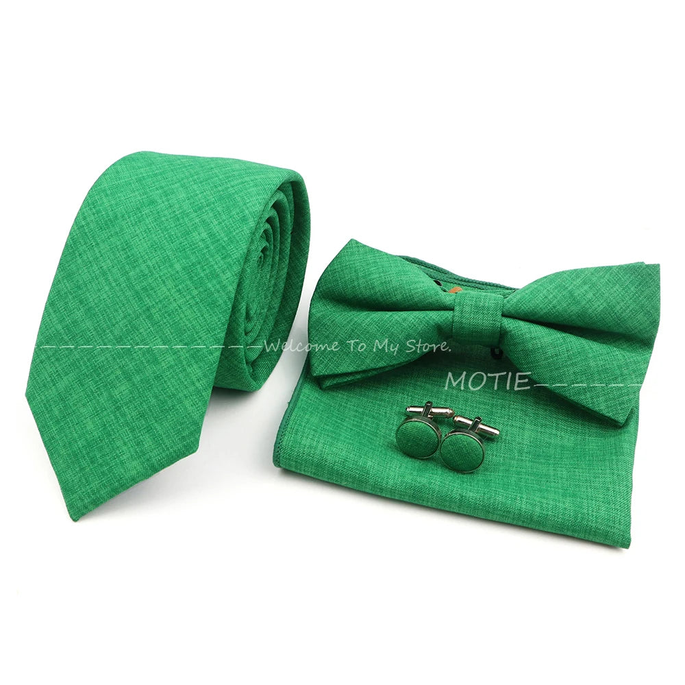 Set de accesorii bărbătești cu design nou, 27 de culori: batistă clasică din bumbac, butoni, papion pentru nuntă, petrecere, cadouri