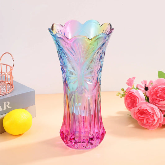 Glass Vase Orchid Pot Decorative Flower Jardiniere Container Rainbow Desktop Colorful Mother
