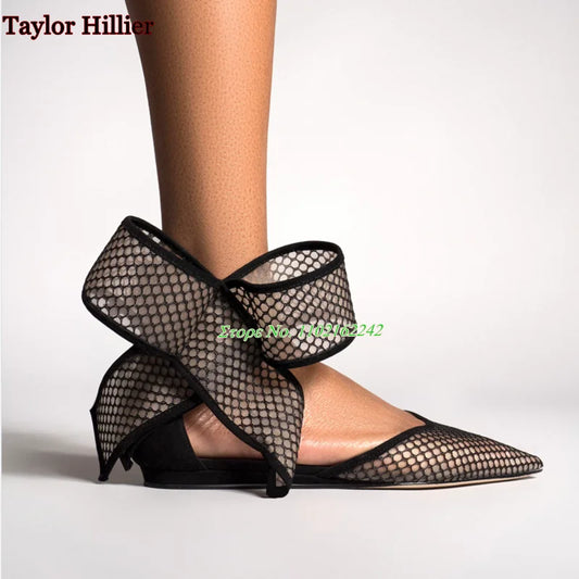 Pantofi cu toc respirabili Bella Nova din plasă - vârf ascuțit, mărimea 44