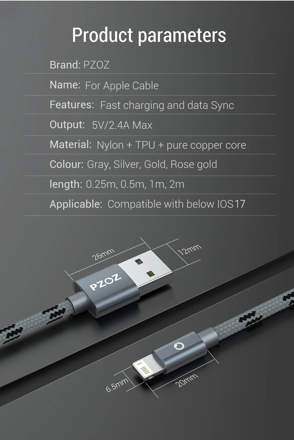 PZOZ USB Kabel Für iPhone - Hochgeschwindigkeits-Ladekabel
