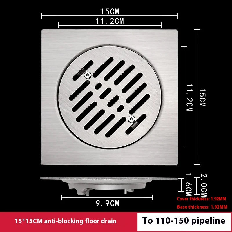 Gefängnis-Bodenablauf Edelstahl Abweisend - Ø10cm,110R