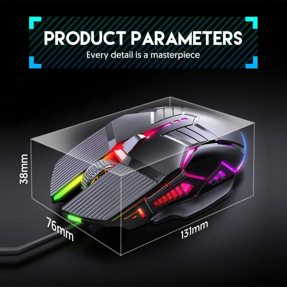 Fanmuran Gaming-Maus Ergonomisch - 3200 DPI, 6 Tasten, RGB