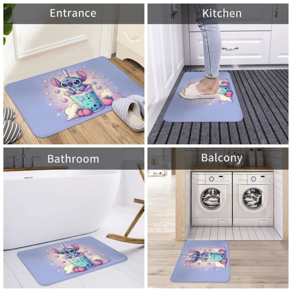 Custom Cartoon Stitch Floor Door Kitchen Bathroom Mat Anti-Slip Outdoor Doormat Bedroom Balcony Entrance Rug Carpet Footpad