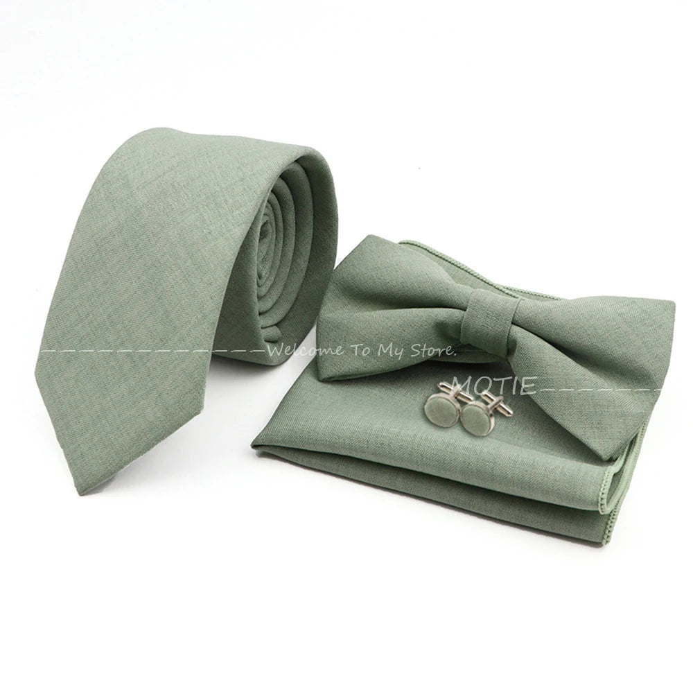 Set de accesorii bărbătești cu design nou, 27 de culori: batistă clasică din bumbac, butoni, papion pentru nuntă, petrecere, cadouri