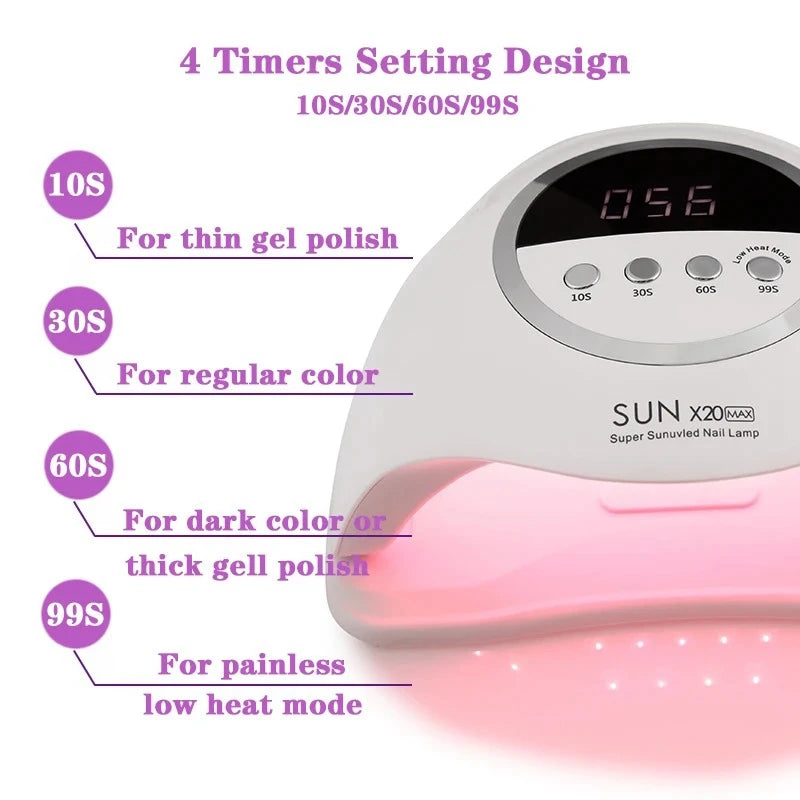 High Power Quick Drying Phototherapy Machine UV Nail Baking Lamp 320W SUN X20MAX 72 LEDs UV Nail Gel Polish Curing Manicure Lamp