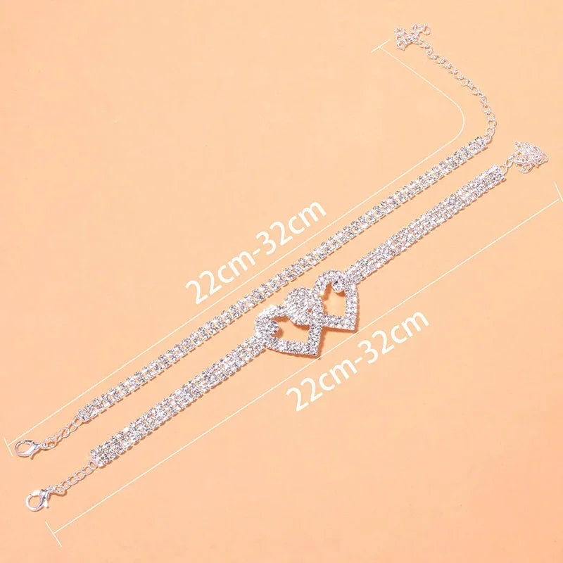 Mode Strass Kette Fußkettchen für Damen - Luxus Glänzende Knöchel Armband am Bein - Weiblich Hochzeit Party Schmuck Fuß Accessoires