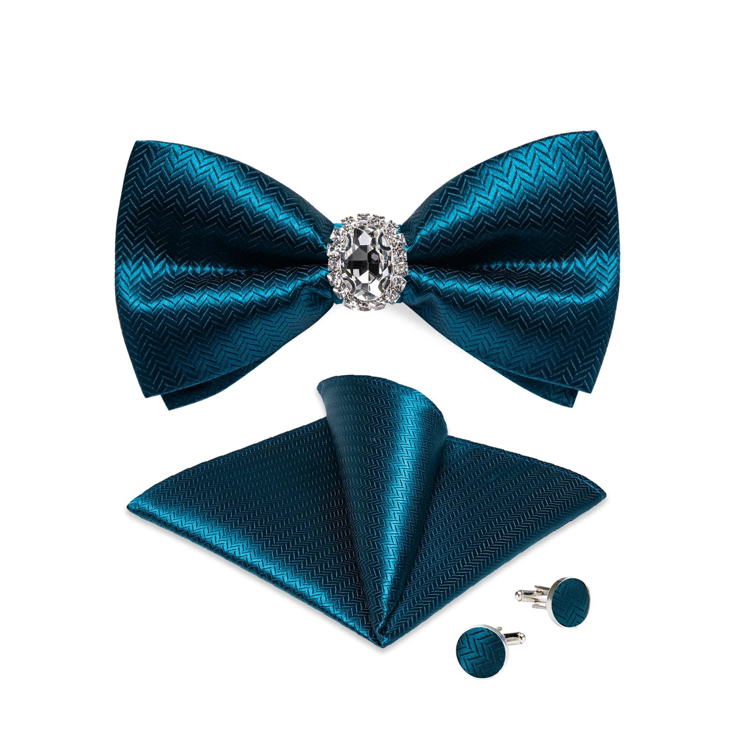 Set de butoni de buzunar cu nod fluture pentru bărbați, din mătase, de designer, pentru nuntă