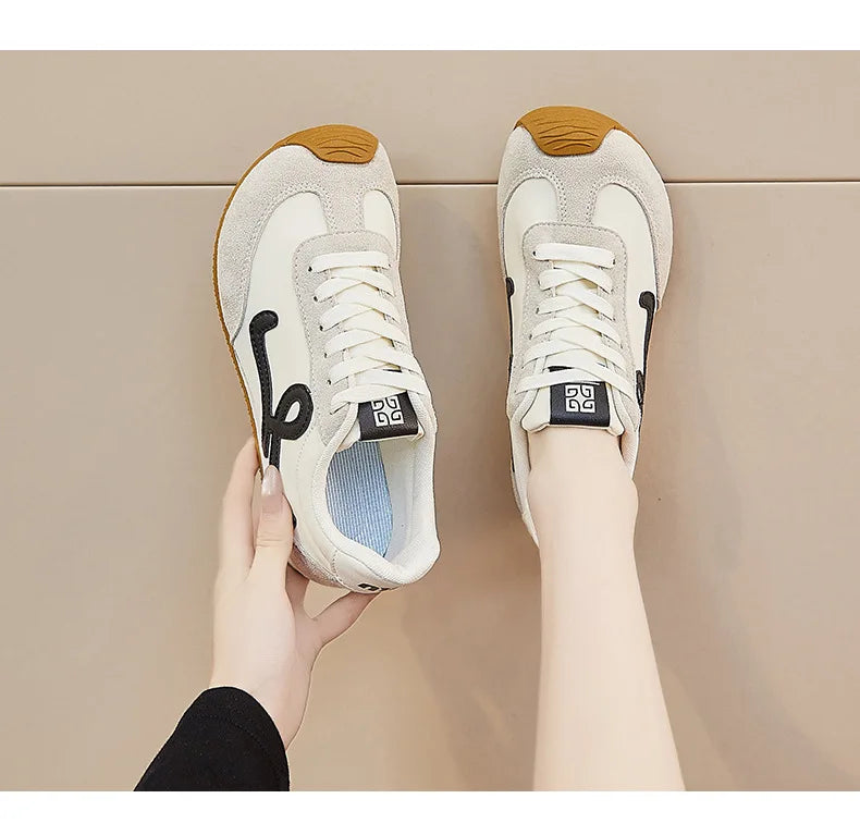 New Fashion Women's Shoes 2025 Spring Autumn Platforms Sneakers Comfortable Flat Shoes Lace-up Non Slip Casual Vulcanized Shoes