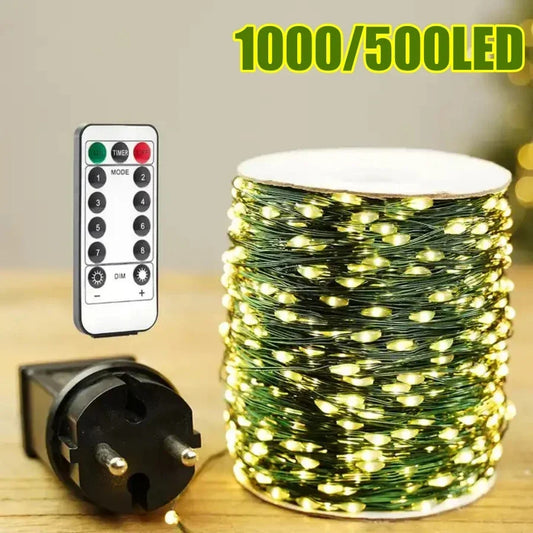 LumenGlow LED Lichterkette Kupferdraht - Fernbedienung, 10 m, 200 LEDs