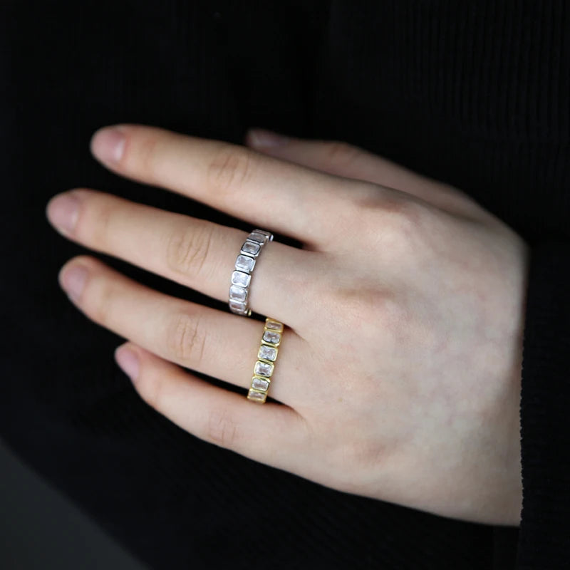 GIRLMIDNIGHT Geometrischer Ring 925 Silber - Zirkonia 57
