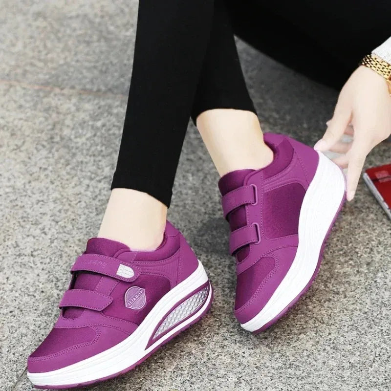 Women's Swing Sneakers Wedge Platform Toning Sports Shoes for Woman Breathable Slimming Fitness Newing Mom Shoes Thick Sole2024