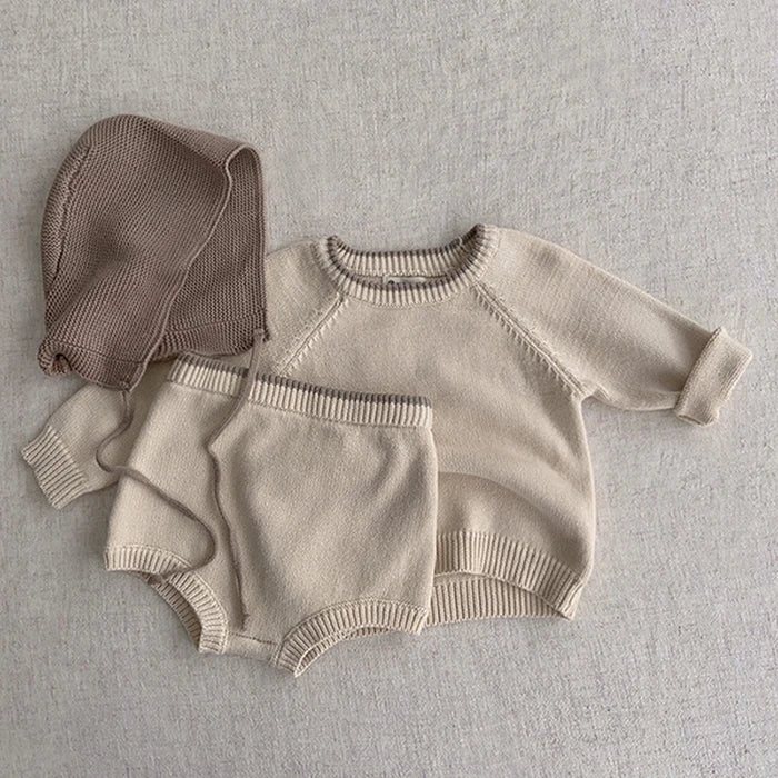 KoreanKnit BabySet Langarm - Größe 1-3J, Gestrickt, Shorts