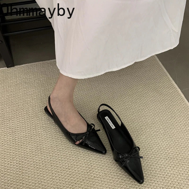 Summer Fashion Butterfly-knot Women Sandals Shallow Slip On Slingbacks Ladies Casual Dress Street Style Flats Shoes