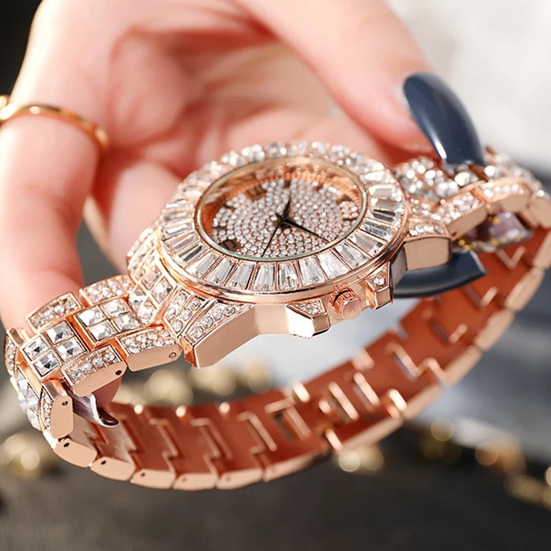 Luxus-Diamant-Stahl-Watches-Bracelet-Ladies-Quartz-Watch-Rose-Gold-Womens-Wristwatch-Shiny-Crystal-Reloj-Mujer