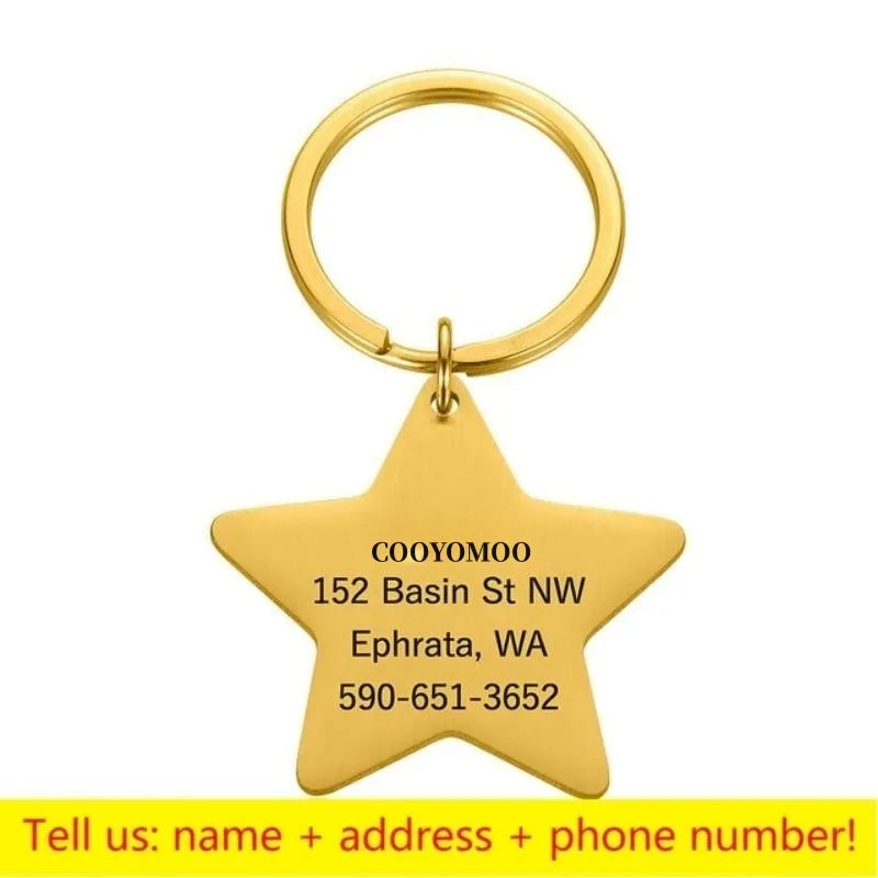 COOYOMOO Personalisierte Gravierte Katze Hund 2025: Haustier ID Tag Anti-Verlust Halsband Anhänger - Gravur Name Welpen Katzen Edelstahl Silber Gold Roségold