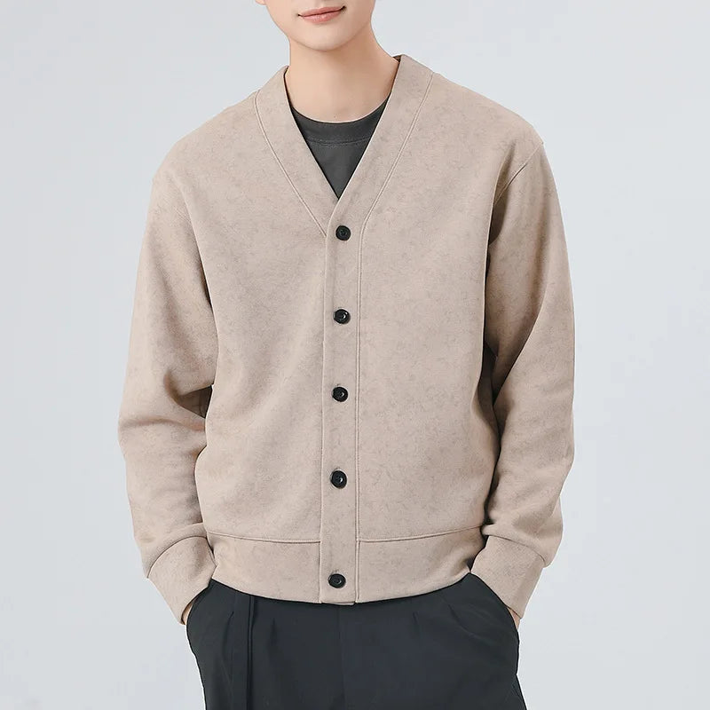 MAINKULCN Cardigan Koreanischer Stil V-Ausschnitt - Größe 8XL-10XL, Material Polyester Baumwolle, Knopfleiste