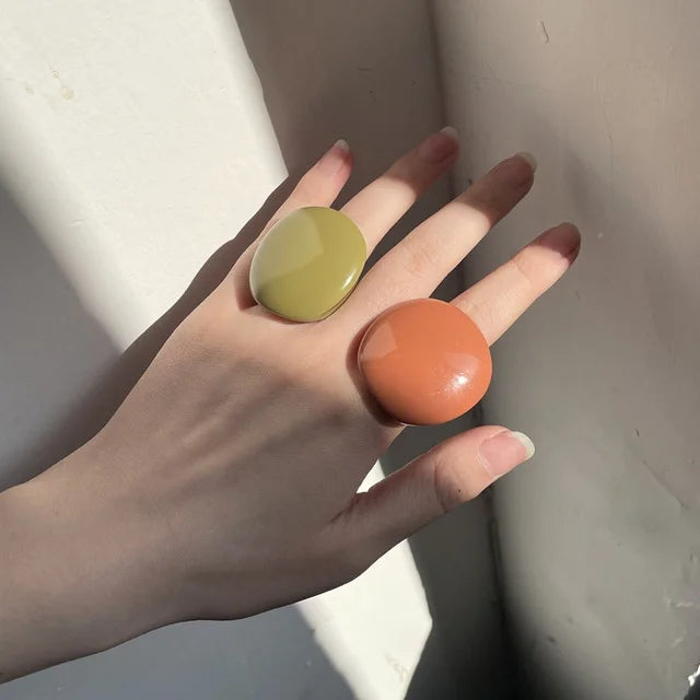 HangZhi Geometrische Chunky Ringe - Resin, Größe Groß