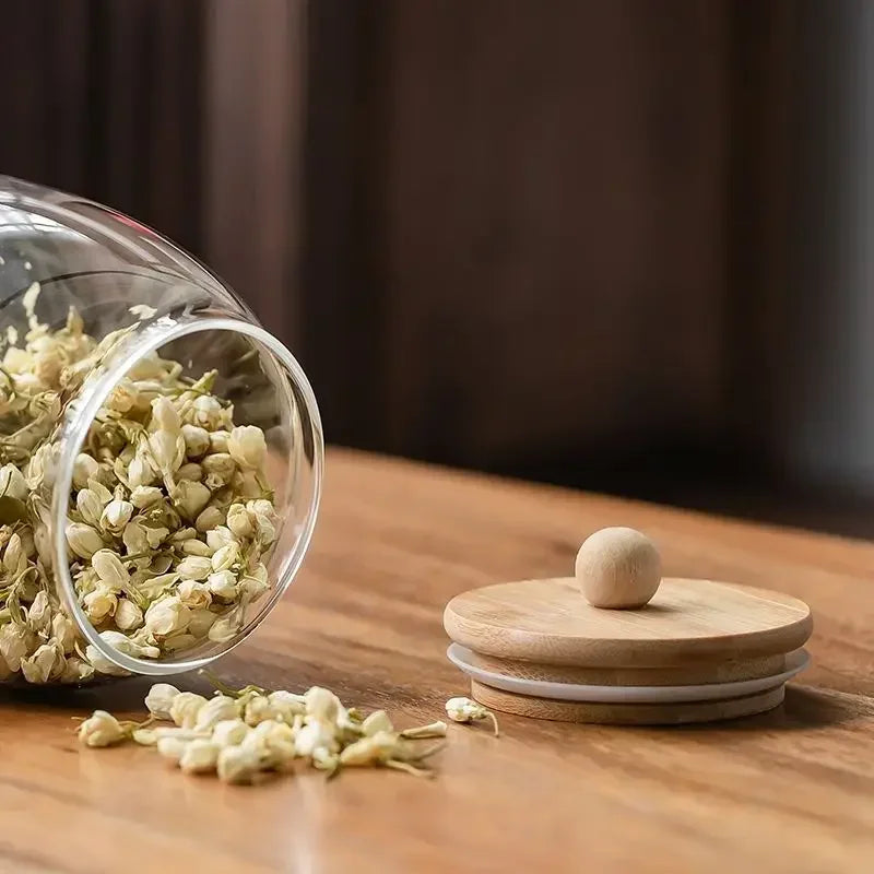 Spherical Glass Food Storage Container with Cork Lids Large Capacity Sealed Glass Bottles Pot Jar for Kitchen Organizer tools