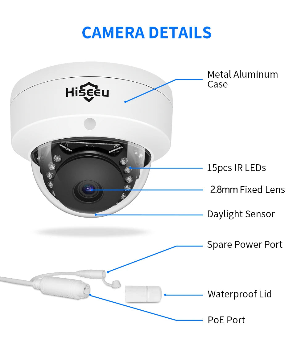 Überwachungssystem 2025: Hiseeu 4CH 5MP POE Dome IP Camera System Kit - Video Surveillance Set Night Vision Home Outdoor Waterproof Security Camera Set POE Collection