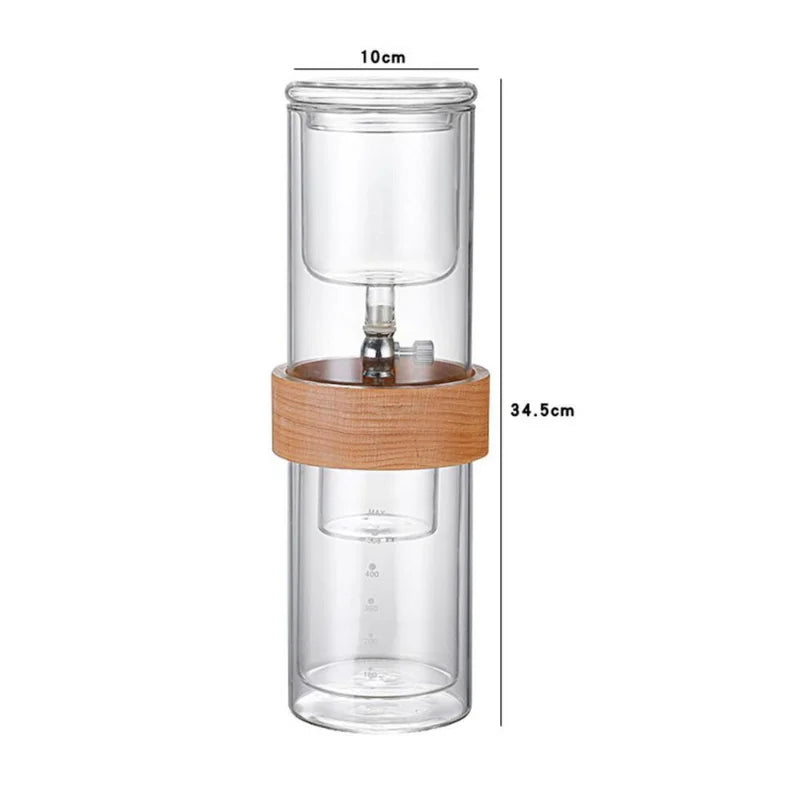 Glass Ice Drip Cold Brew Coffee Pot Portable Ice Cold Drinking Coffee Maker Home Kitchen Use Pour Over Kettle Removable Cleaning
