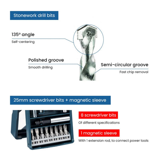 Bohrer-Set 2025: Bosch 15pcs Screwdriver Bits Impact - Woodworking Stone Drill Bit 4/6/8mm Collection