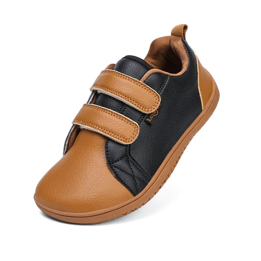 Jungen Mädchen Barfuß Schuhe - Kinder Weite Zehen Minimalistische Mode Sneaker - Leichtgewicht Klettverschluss Kunstleder Walking Flats