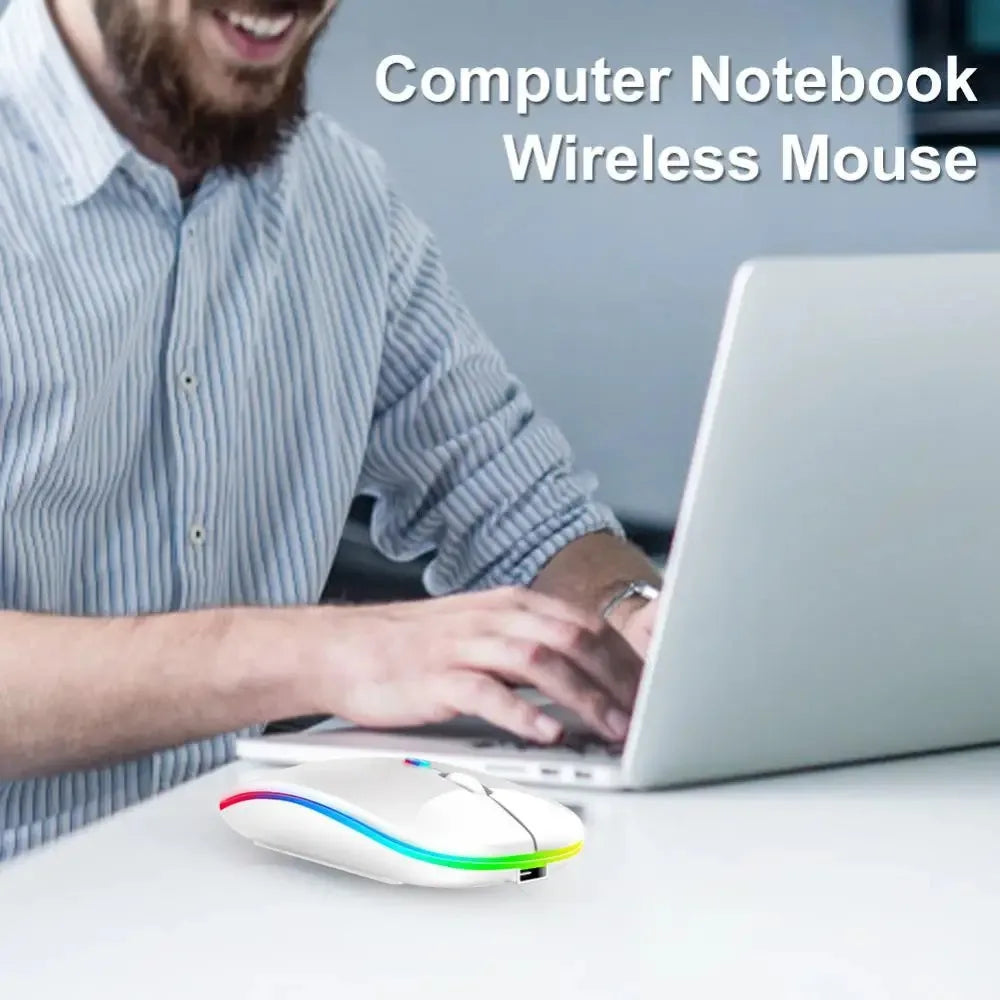 Dual-Mode-Wireless-Maus Bluetooth-kompatibel LED-Rechargeable Laptop-Maus Portable Computer-Mäuse für Laptop iPad Tablet