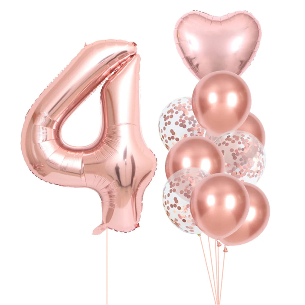 GIHOO 21118 Zahlenballons Roségold - 10 Stück 40 cm Latex
