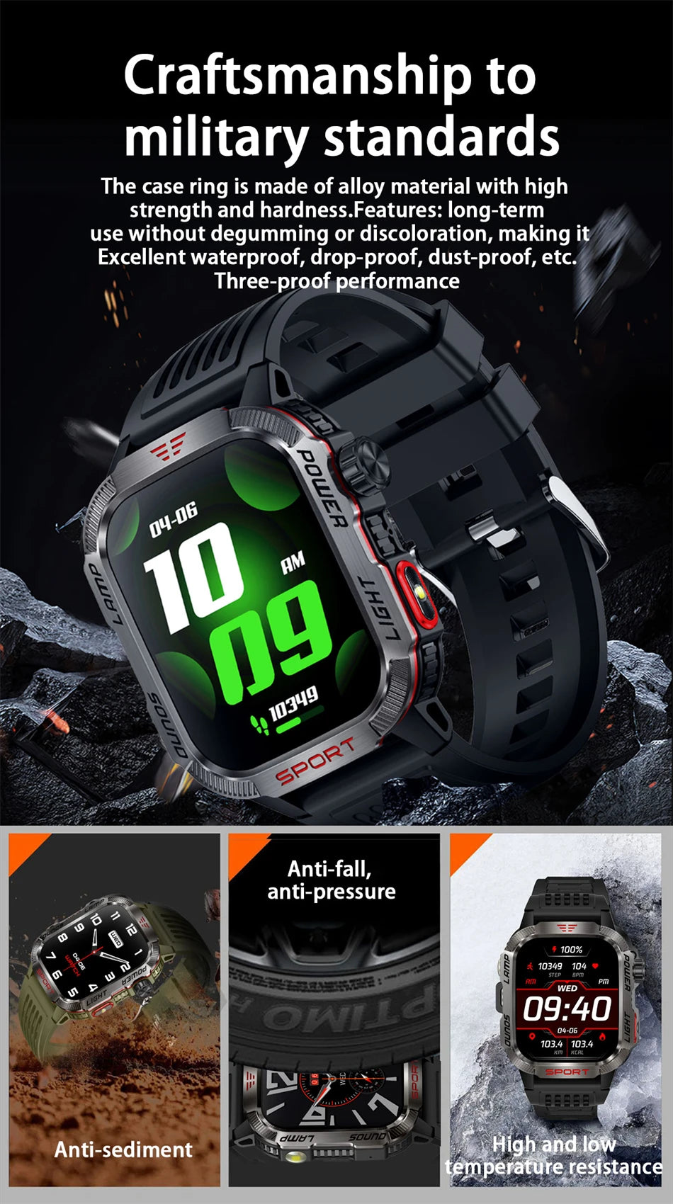 Smartwatch 2025: Outdoor-Military GPS-Sports - Flashlight Compass Collection