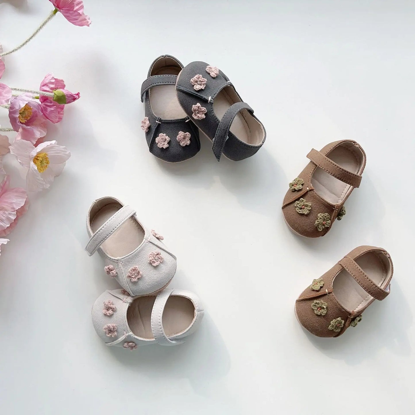 Mädchen Schuhe 2025 - Frühling Baby Prinzessin Koreanische Edition Blumen - Elastik Band Weiche Sohle Sneakers 1-3J