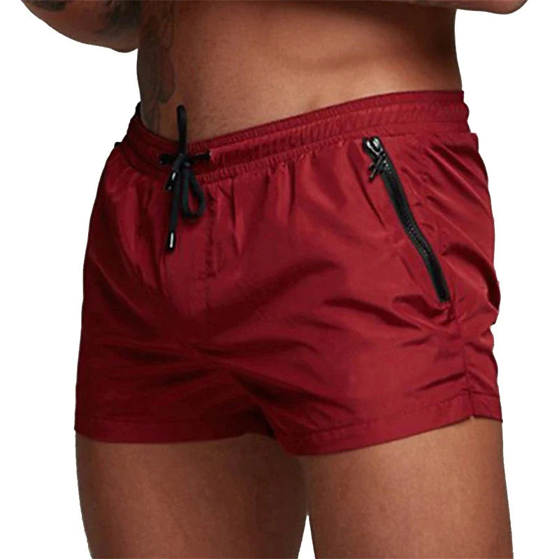 Herren Schwimmhose mit Reißverschluss-Taschen Mesh-Futter Sommer Strand Board Shorts Schnelltrocknend Schwimmen Badeanzug Schwimmanzug Schwimmbekleidung