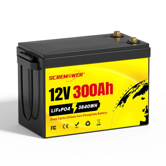 12V 300Ah LiFePO4 Batterie - Lithium-Eisenphosphat-Batterie mit 200A BMS für RV, Camper, Golfwagen, Off-Road und Off-Grid Anwendungen