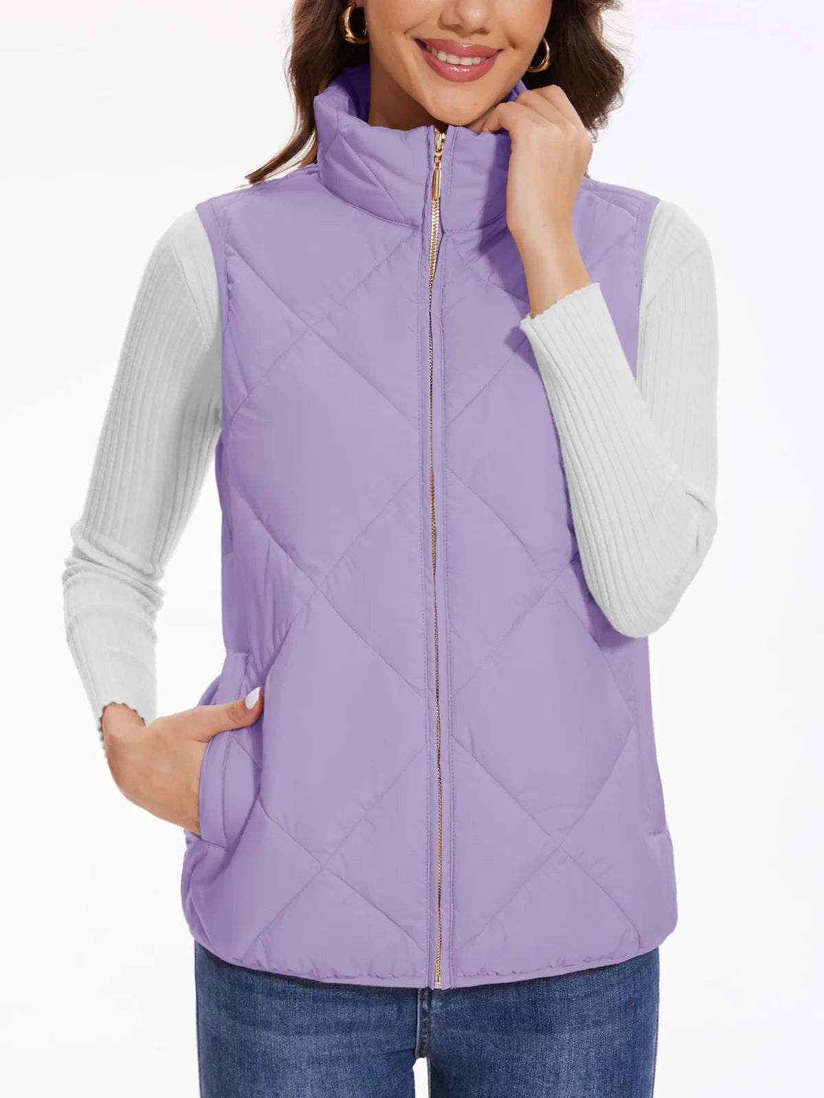 TACVASEN Steppweste Damen gefüttert - 4 Taschen, 95%