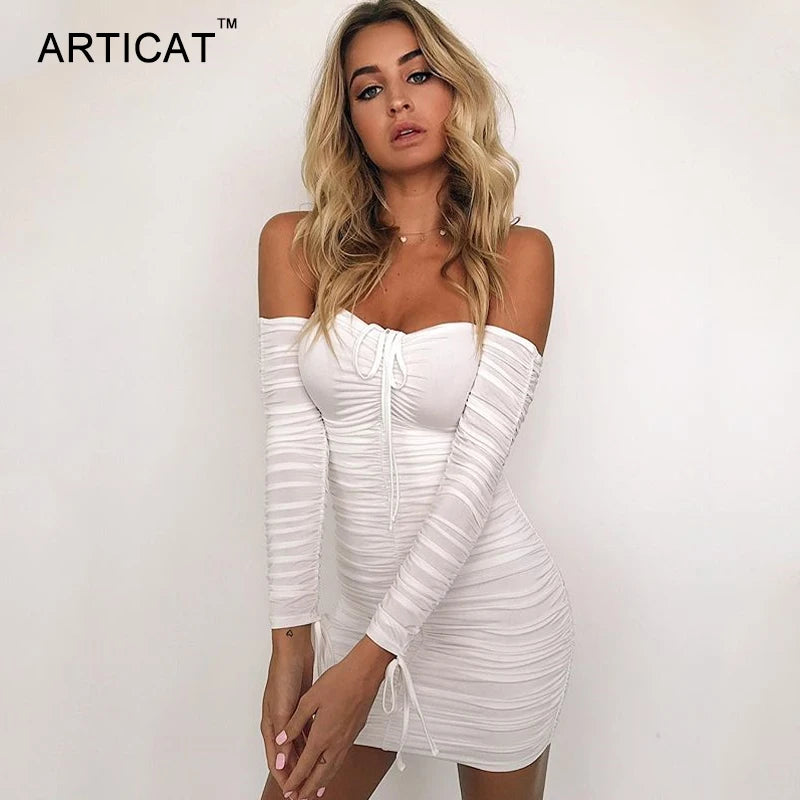 Arctic Cat Bodycon Off-Shoulder - Viskose, Elastisch, Lang