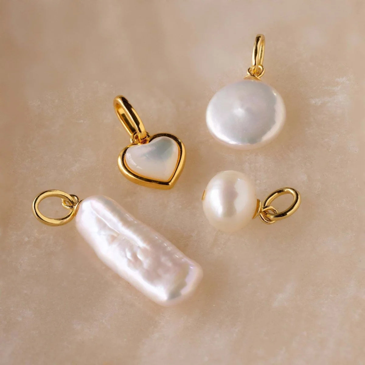 New style DIY necklace accessories, round pearl and long pearl pendants, stainless steel gold-plated color retention