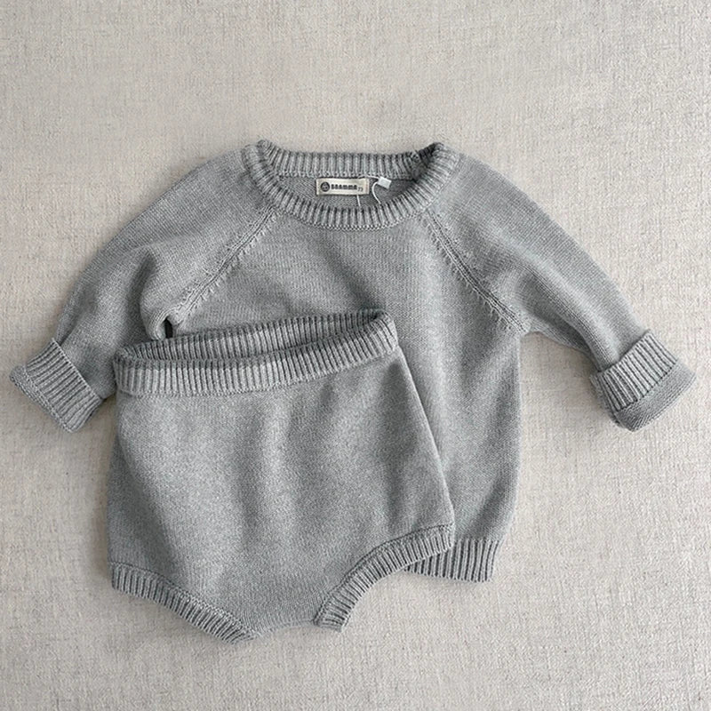KoreanKnit BabySet Langarm - Größe 1-3J, Gestrickt, Shorts