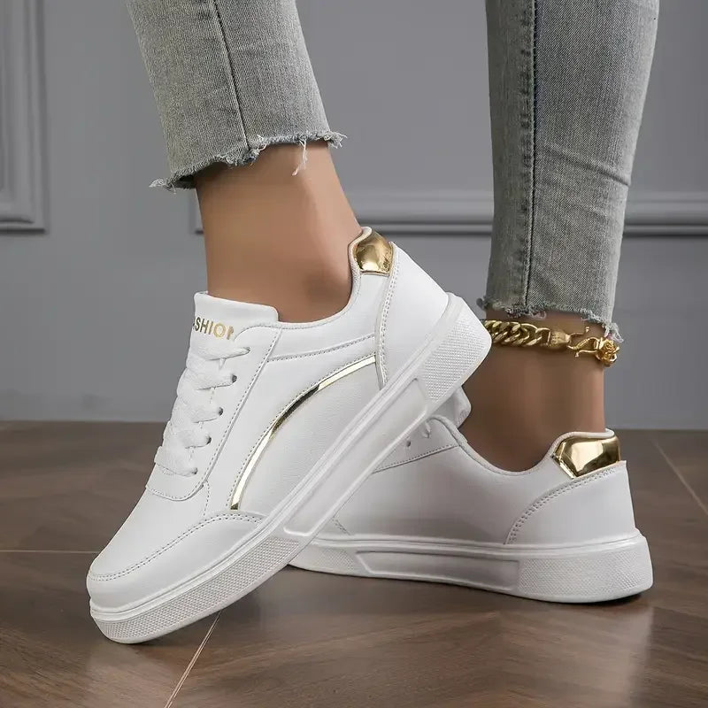 Women's White Shoes Spring Autumn Outdoor Flat Casual Sports Shoes Men New EVA Sole Lace Up Round Toe Fashionable Office Shoes