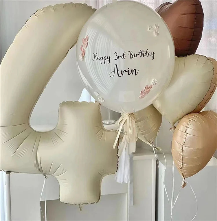 CHUYUN Happy Birthday Zahlenfolie Ballons - 8er Creme 40cm
