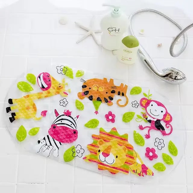 Cute Cartoon Anti-Slip PVC Bath Mats With Sucker 38cm*69cm Bathroom Multi-Color Carpet Bathtub Non-Slip Shower Soft Massage Pad