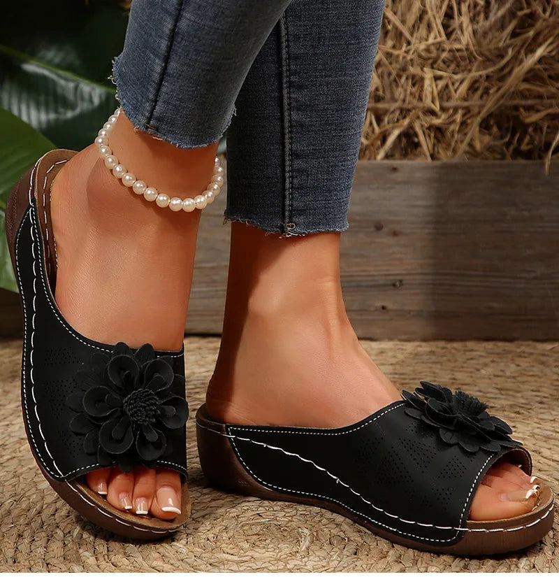 Women's Sandals Soft Heels Sandals Summer 2025 Casual Wedges Heeled Shoes Women Elegant Low Platform Slippers Sandalias Mujer