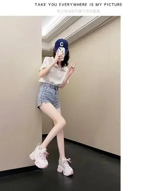 Fashion Sneakers For Women 11CM Platform Chunky Casual Shoes High Quality Autumn Woman Tenis Female Walking Trainers Thick Sole