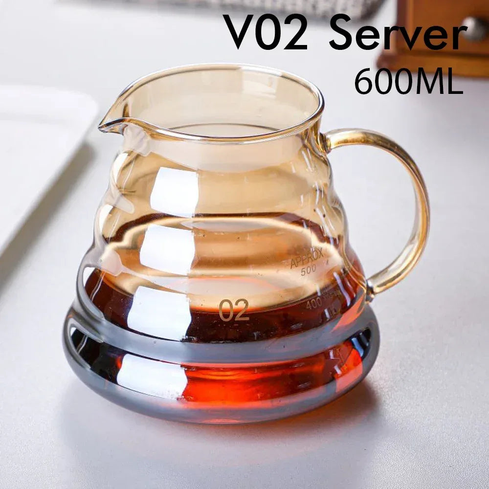 Pour Over Coffee Dripper Coffee Pot Set 600ml Coffee Server Coffee Maker Brewing Cup V02 Glass Coffee Funnel Drip Coffee Set - Golden Bridge Store