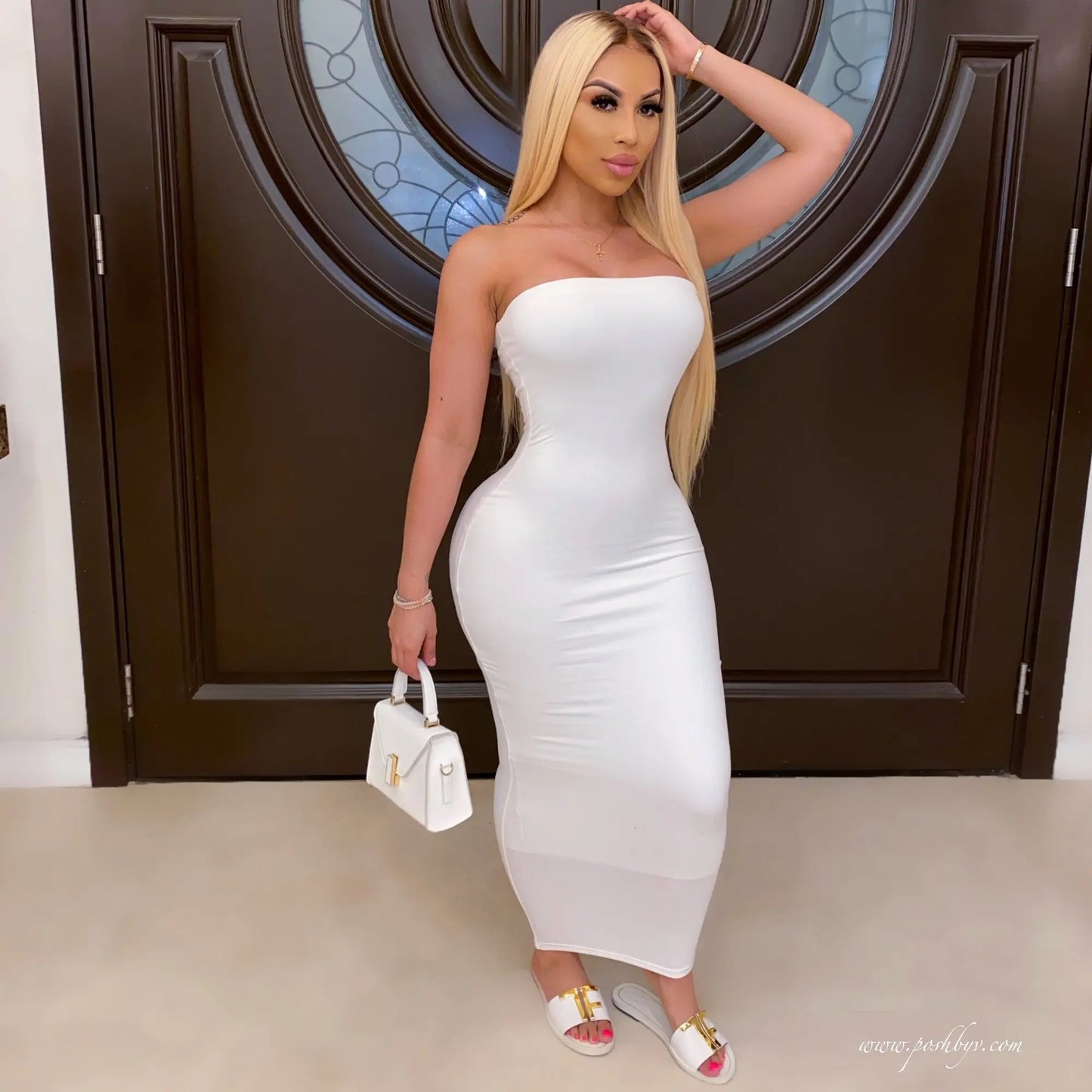 summer women's elegant sleeveless chest wrapped Long Beach Dress