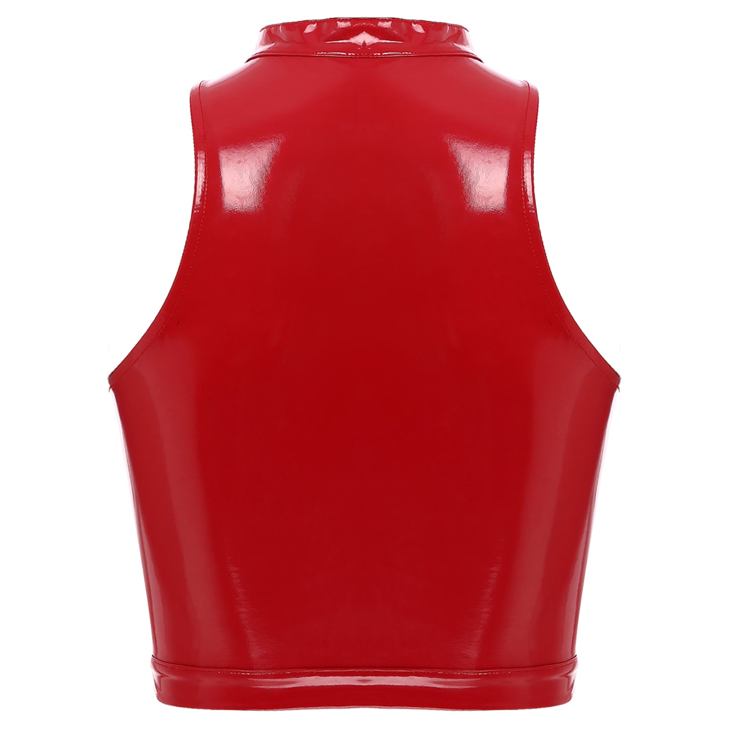 Vestă de damă din piele lăcuită lucioasă, din latex, topuri, ținute Rave, club, corset lucios, vestă, cu rever crestat, Slim Fit, camisol, top scurt