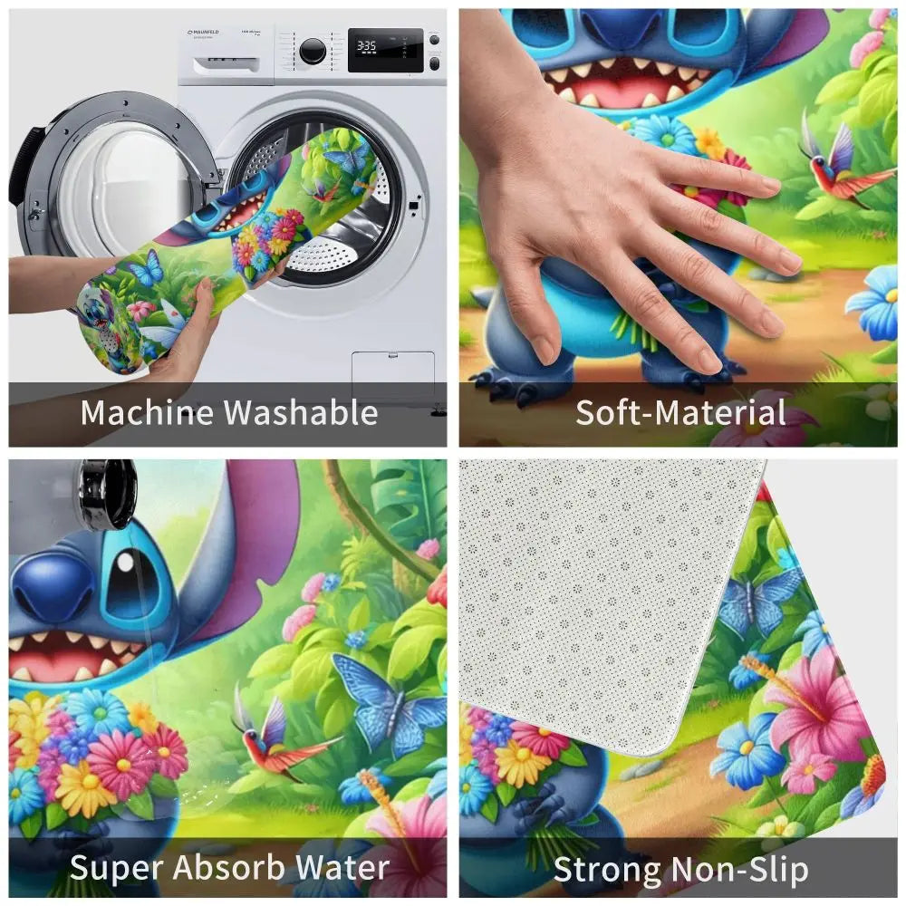 Custom Cartoon Stitch Floor Door Kitchen Bathroom Mat Anti-Slip Outdoor Doormat Bedroom Balcony Entrance Rug Carpet Footpad